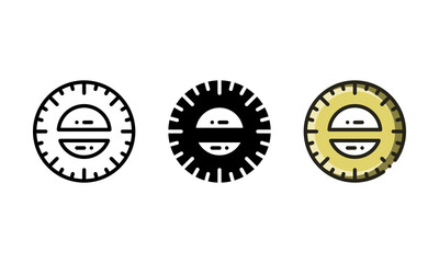 Protractor icon. With outline, glyph, and filled outline style