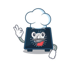 Talented kitchen timer chef cartoon drawing wearing chef hat