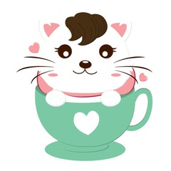 cat sitting in teacup