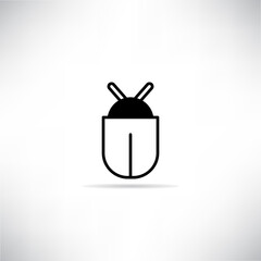 bug icon with shadow on gray background vector