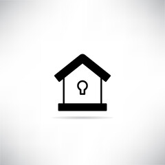 house and key hole icon with shadow on white background