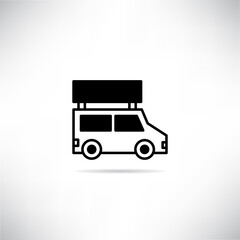 advertising van icon with shadow on gray background vector