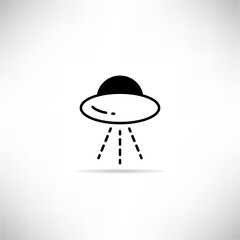 UFO icon drop shadow on gray background
