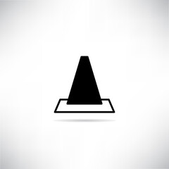 construction cone icon drop shadow vector