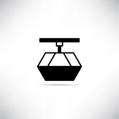 cable car icon drop shadow on gray background