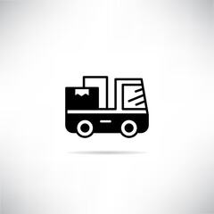 truck icon drop shadow on gray background