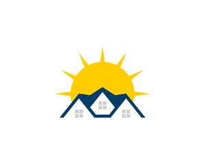 House real estate with sunrise behind