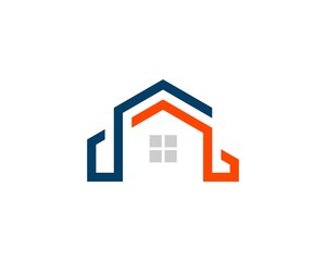 Blue and orange abstract house