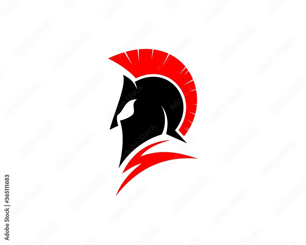 Sticker Red and black spartan helmet