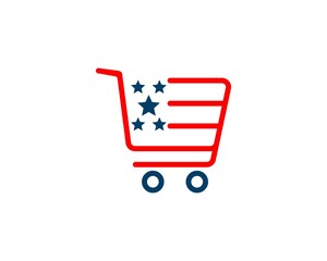 Red shopping cart with blue star inside