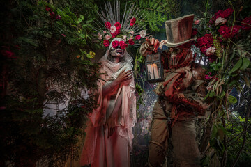 Fabulous stylization of Santa Muerte - Holy Death - modern religious cult. Concept Art fairy tale photo.