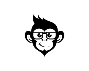 Fototapeta premium Cool monkey with eyeglasses silhouette