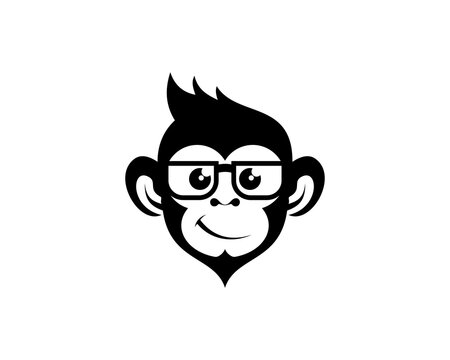 Cool monkey with eyeglasses silhouette