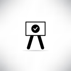 check mark in whiteboard icon vector illustration