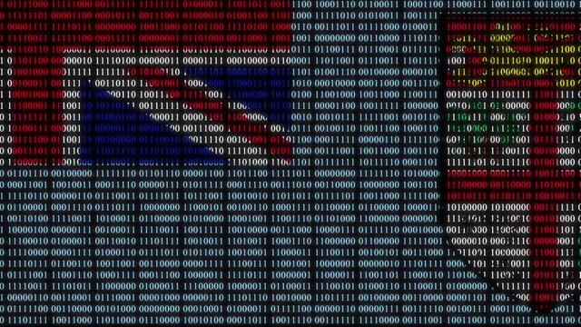 Fiji Flag in Digital Binary Numbers cyber style matrix