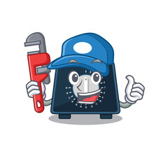 cartoon character design of kitchen timer as a Plumber with tool