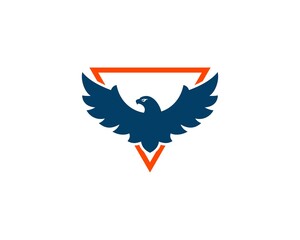 Simple flying eagle with triangle line behind
