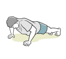 腕立て伏せをする若い男性