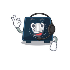 A stunning kitchen timer mascot character concept wearing headphone