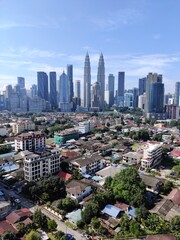 Kuala Lumpur, Malaysia - July 16, 2020: View of Kuala Lumpur skyline during sunny day.