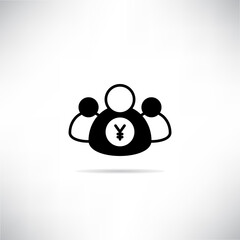 Yuan investor group icon vector illustration on gray background