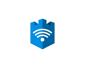 Shield fortress with wifi symbol inside