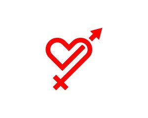 Red love with male and female symbol