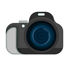 Volumetric camera icon. World Photography Day August 19th. Selfies and photo albums. Vector on a white background