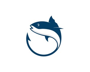 Blue fish with hook tail