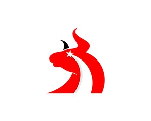 Bull head with rising star inside