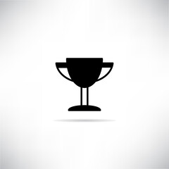 trophy icon with drop shadow vector illustration