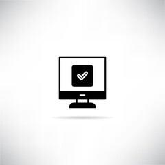 check mark in desktop computer icon