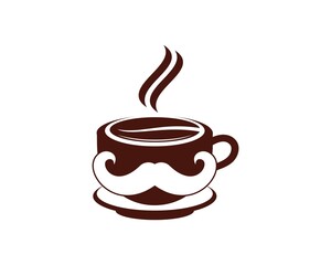Brown coffee cup with mustache