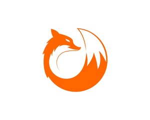 Circle shape with fox head and tail