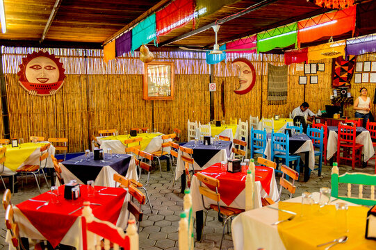 OAXACA, MEXICO - NOV 1, 2016: Interior of the Restaurant La Choza del Chef in Oaxaca, the place with national Mexican food