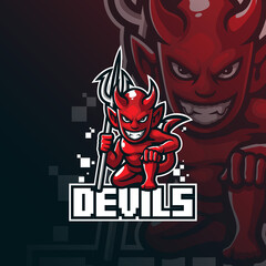 devil mascot logo design vector with modern illustration concept style for badge, emblem and tshirt printing. devil illustration for sport team.