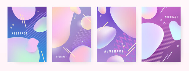 Abstract backgrounds with liquid gradient drops.