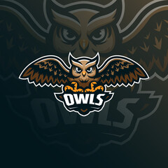 owl mascot logo design vector with modern illustration concept style for badge, emblem and tshirt printing. owl illustration for sport team.
