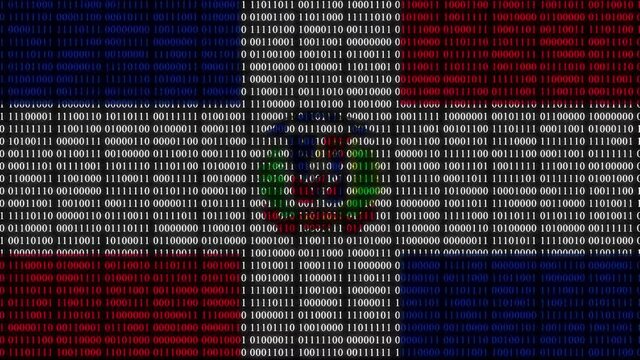 Dominican Republic Flag in Digital Binary Numbers cyber style matrix
