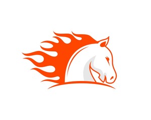 Fast horse with fire flame hair