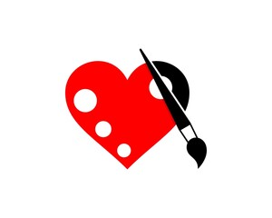 Paint brush and palette with love shape