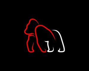 Red and white gorilla outline © DitaTiara