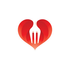 Fork Food and Heart Love Logo Icon