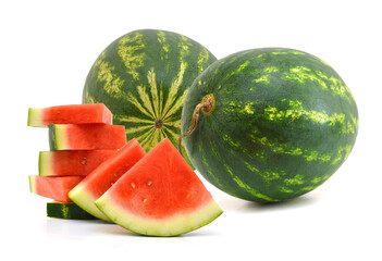 Watermelon and slice  on white background