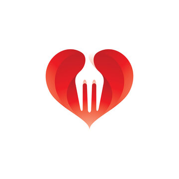 Fork Food And Heart Love Logo Icon