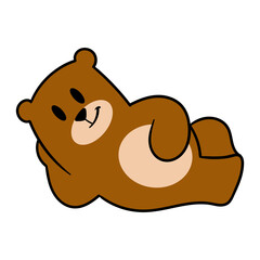 Cartoon Relaxing Bear Character Illustration