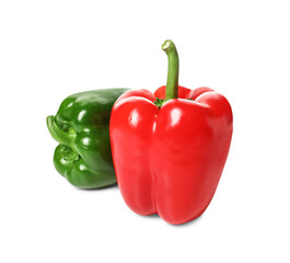 Fresh bell peppers on white background