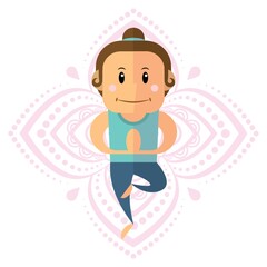 girl practising yoga in tree pose