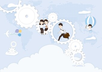 business people in a gear mechanism