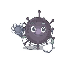 A dedicated salmonella doctor caricature design working with tools